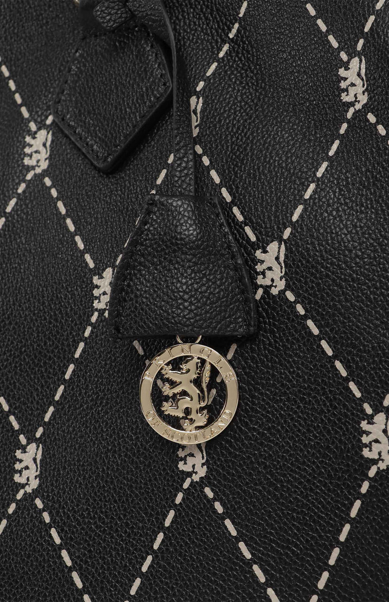 Argyle Print Work Laptop Tote Bag - Black