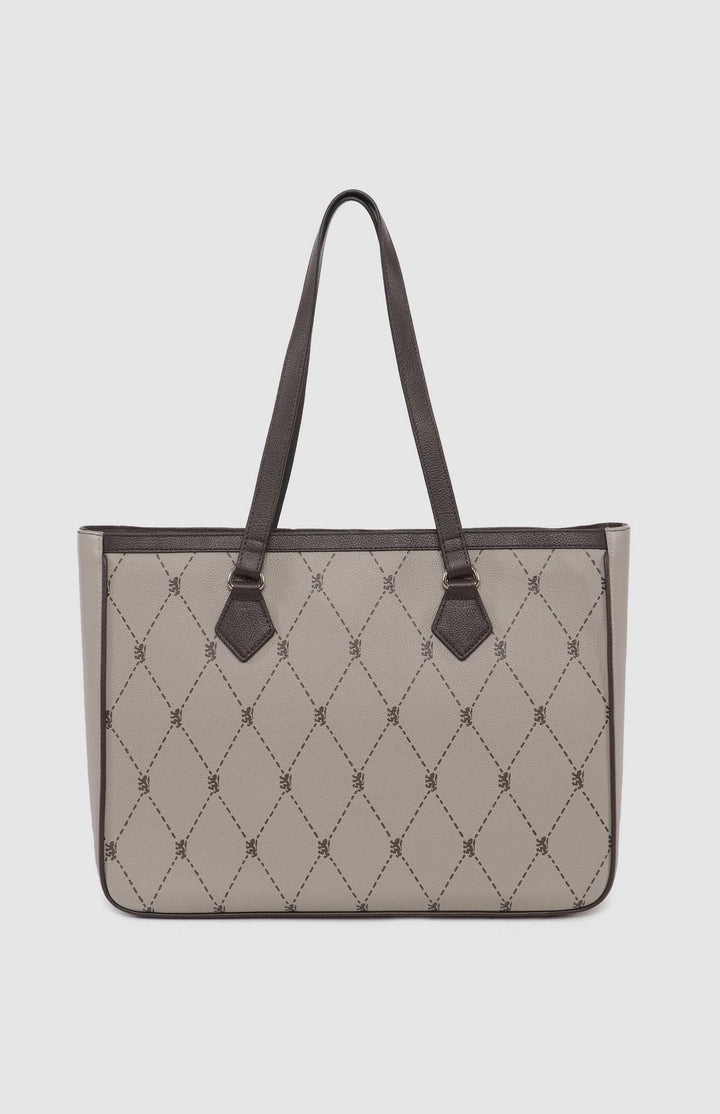Argyle Print Work Laptop Tote Bag - Stone