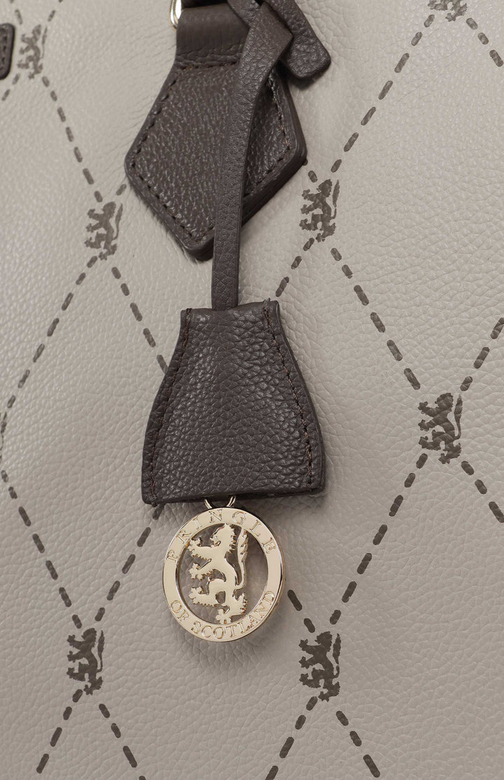 Argyle Print Work Laptop Tote Bag - Stone