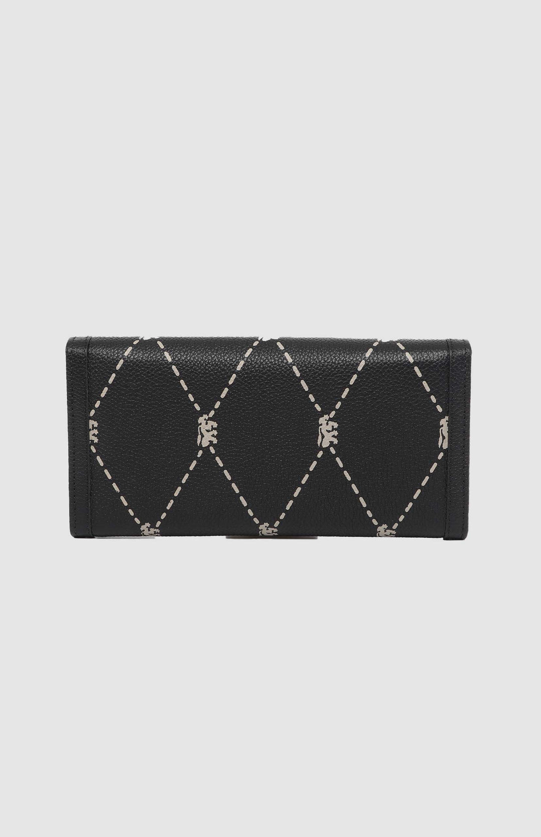 Argyle Print Flapover Purse - Black