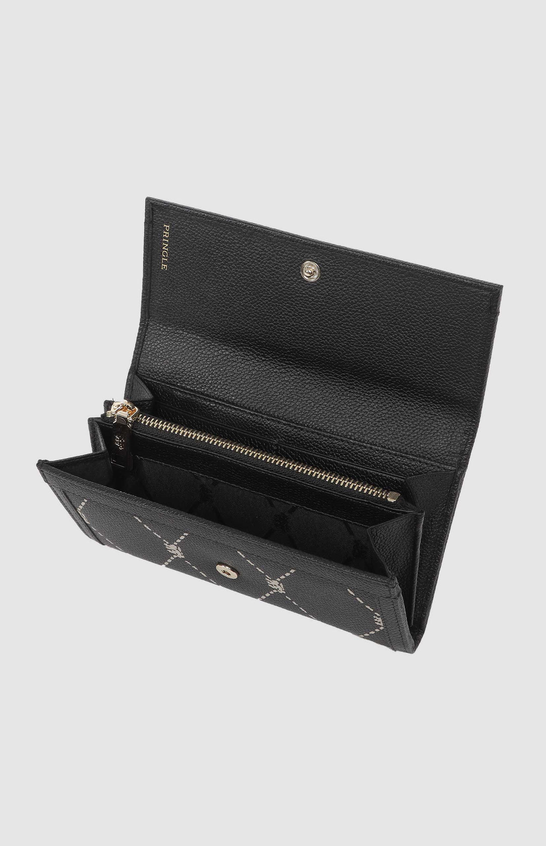 Argyle Print Flapover Purse - Black