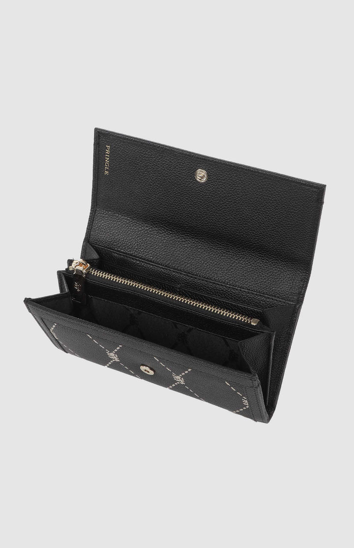 Argyle Print Flapover Purse - Black