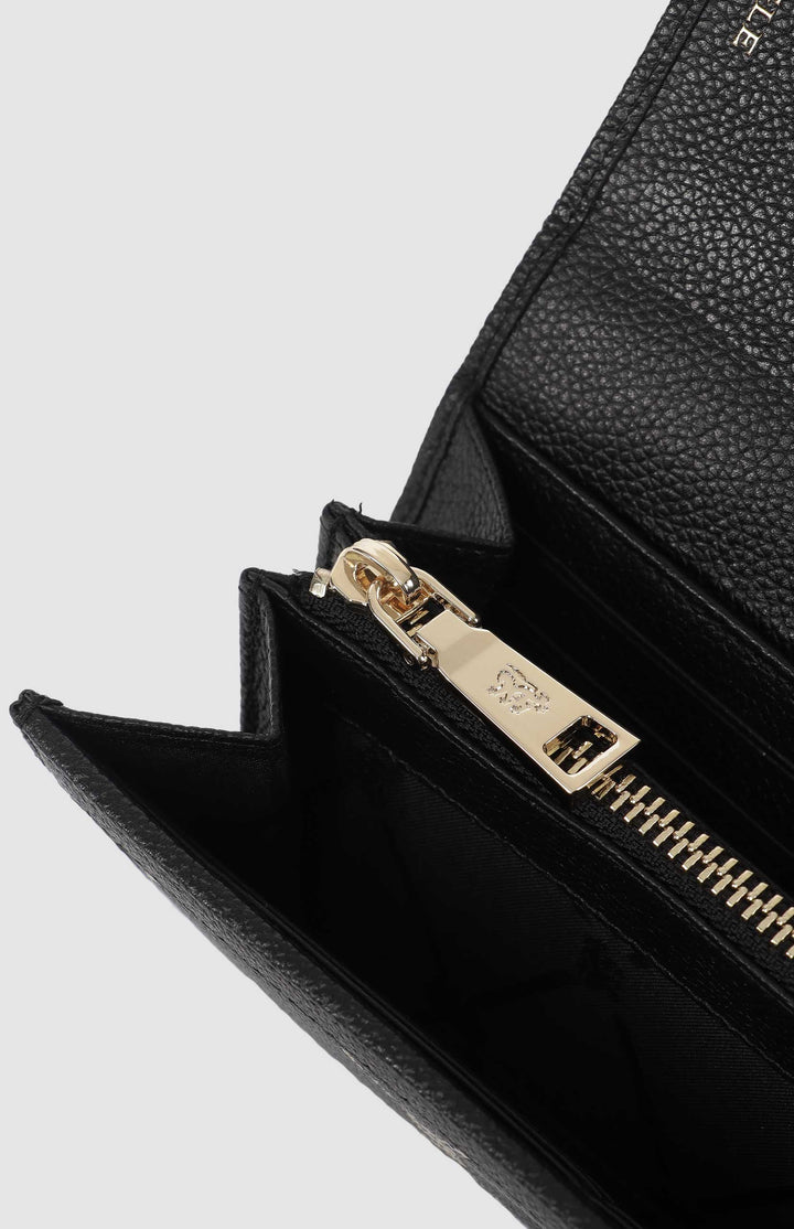 Argyle Print Flapover Purse - Black