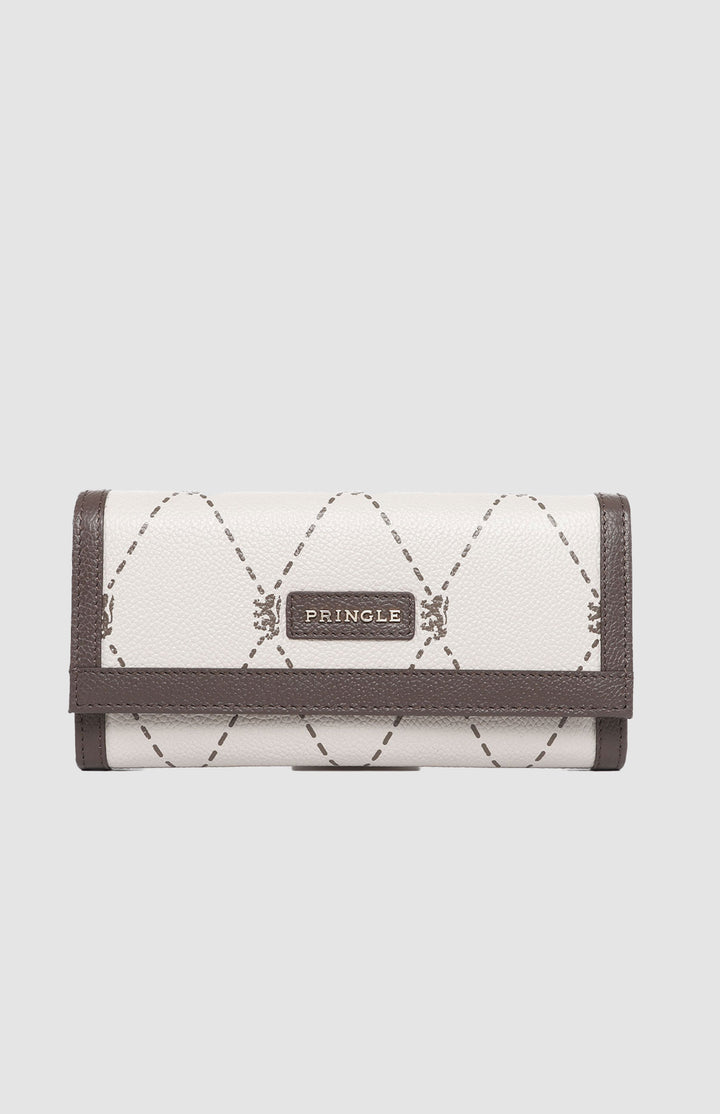 Argyle Print Flapover Purse - Stone