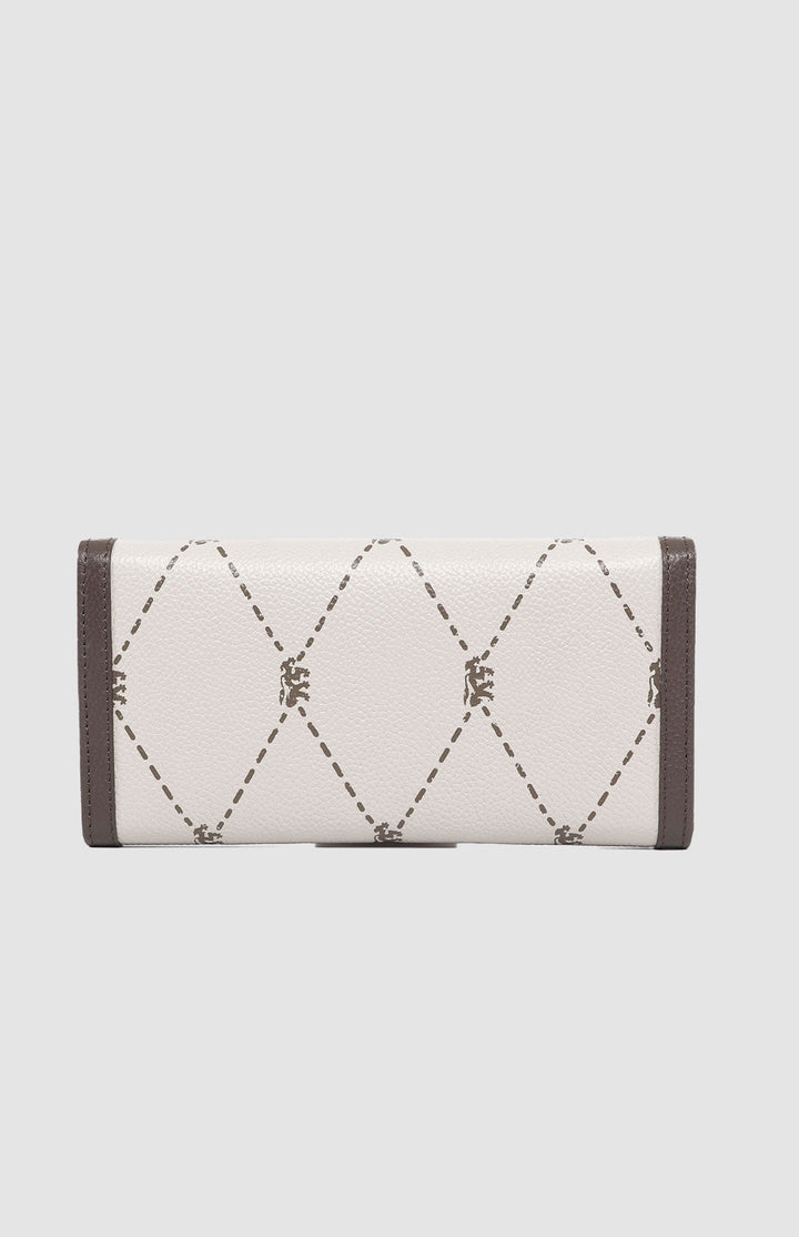 Argyle Print Flapover Purse - Stone