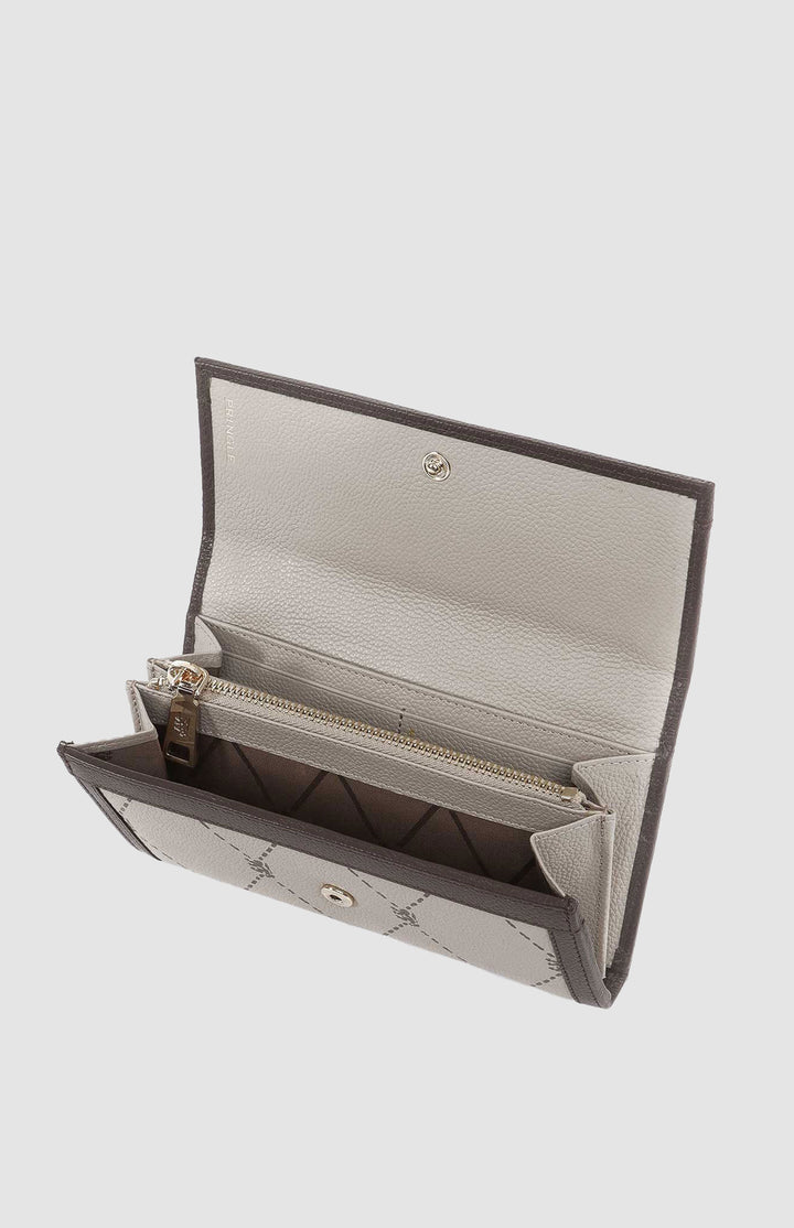 Argyle Print Flapover Purse - Stone