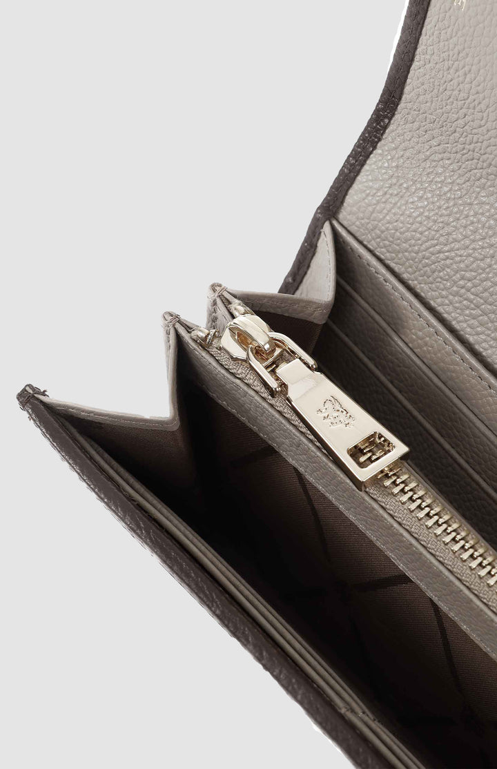 Argyle Print Flapover Purse - Stone