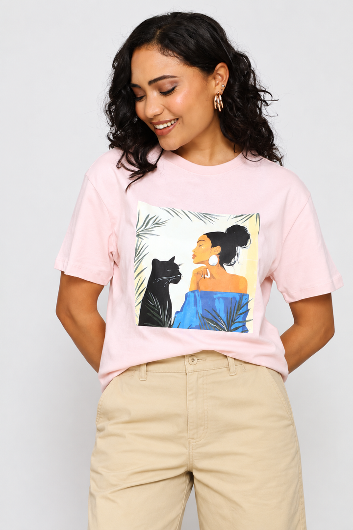 Panther & Lady Tee - Light Pink