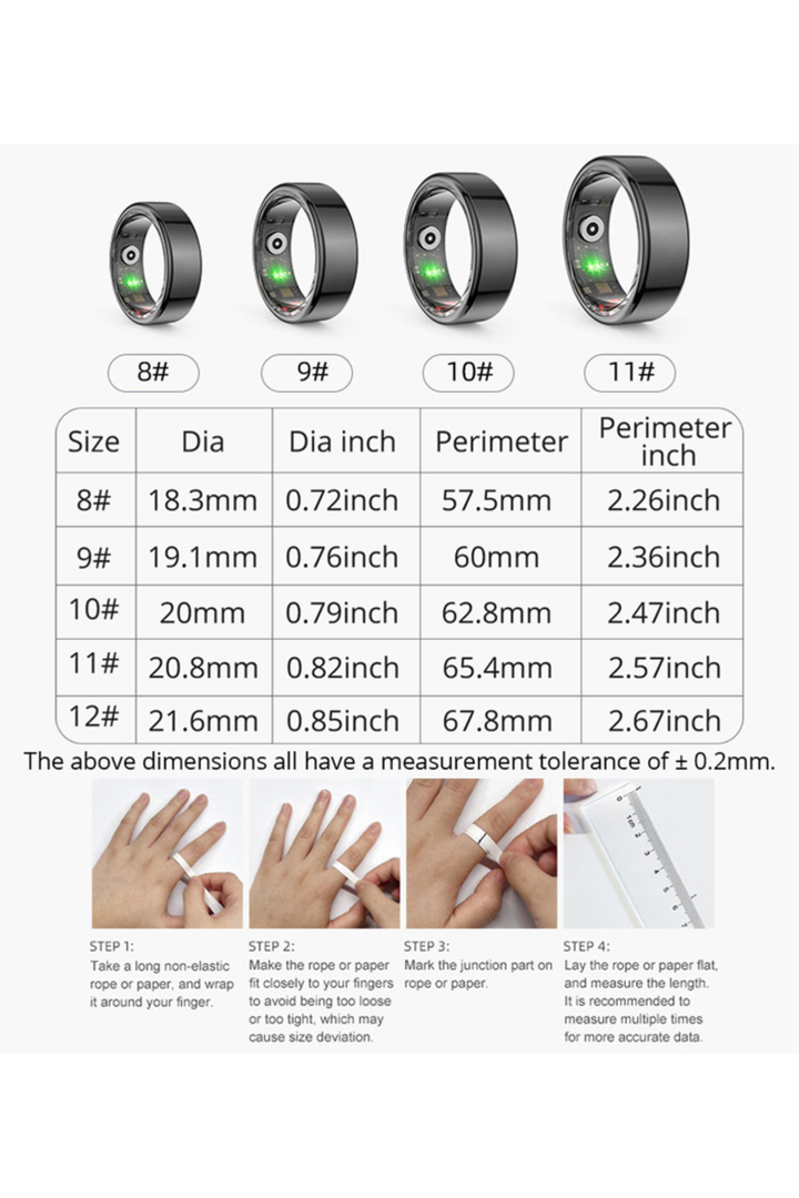 R02 Smart Ring 3 ATM Fitness Tracker - Black