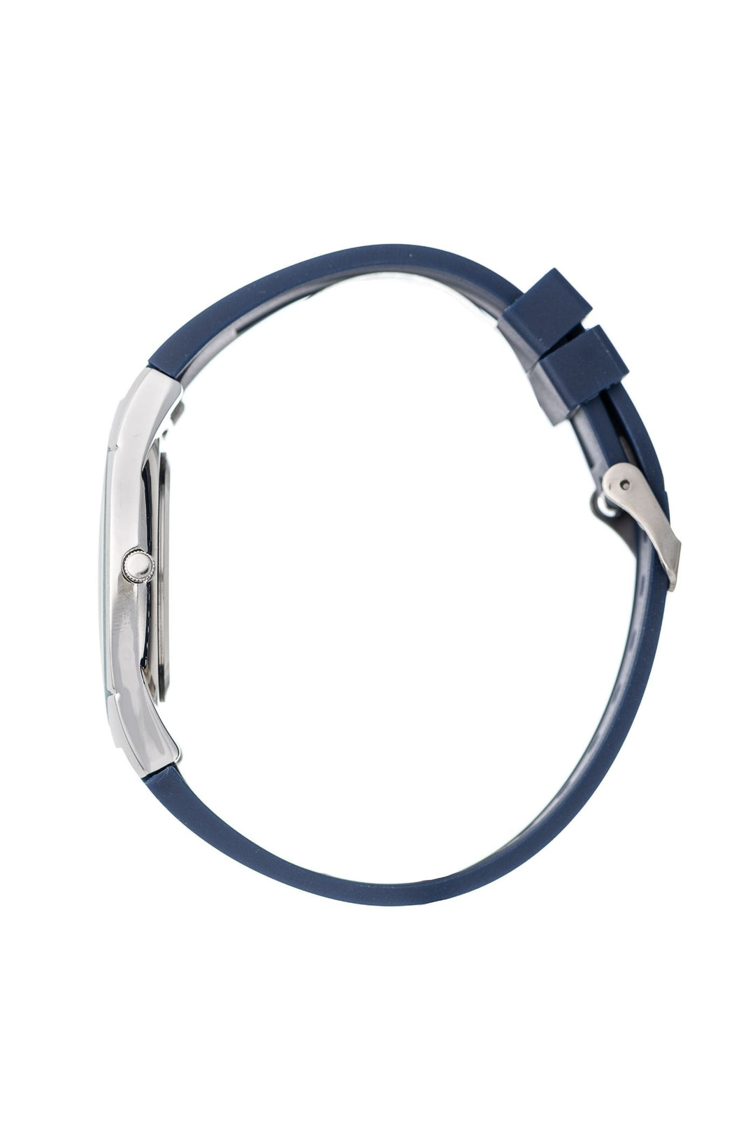 Silver Case Navy Blue Dial & Strap Watch - Silver