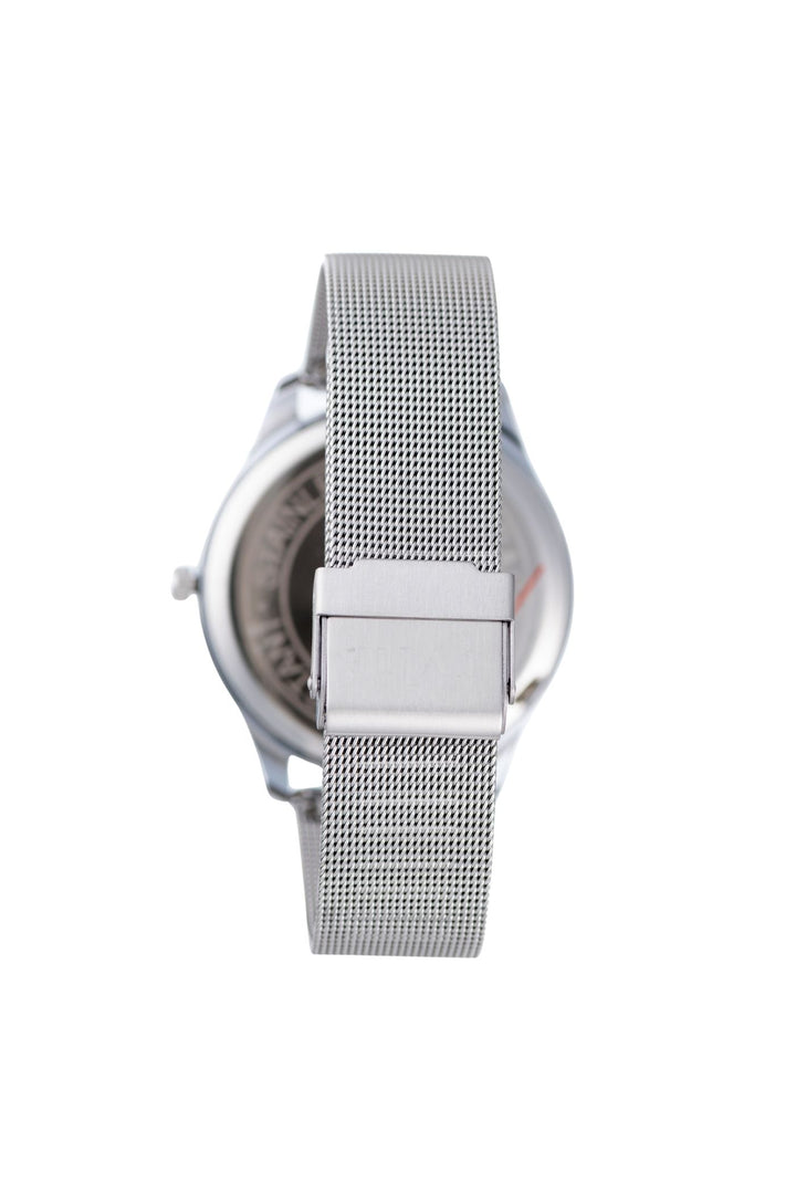 42mm Silver Case With Black Dial & Silver Mesh Strap Watch - Silver