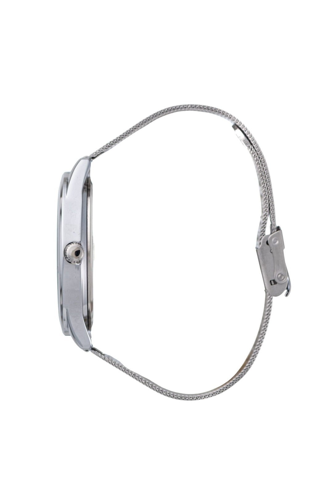 42mm Silver Case With Black Dial & Silver Mesh Strap Watch - Silver