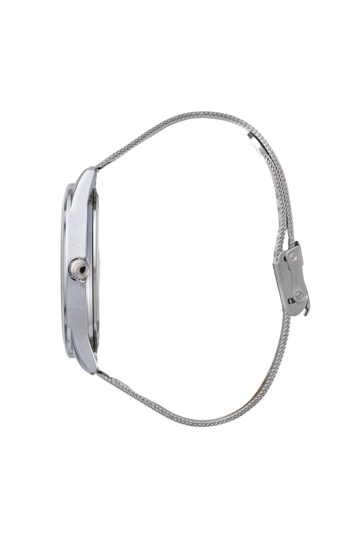 42mm Silver Case With Black Dial & Silver Mesh Strap Watch - Silver