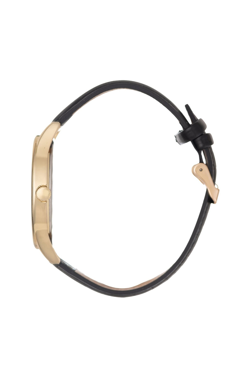 40mm Gold Case With Champagne Dial & Black Band Watch - Gold