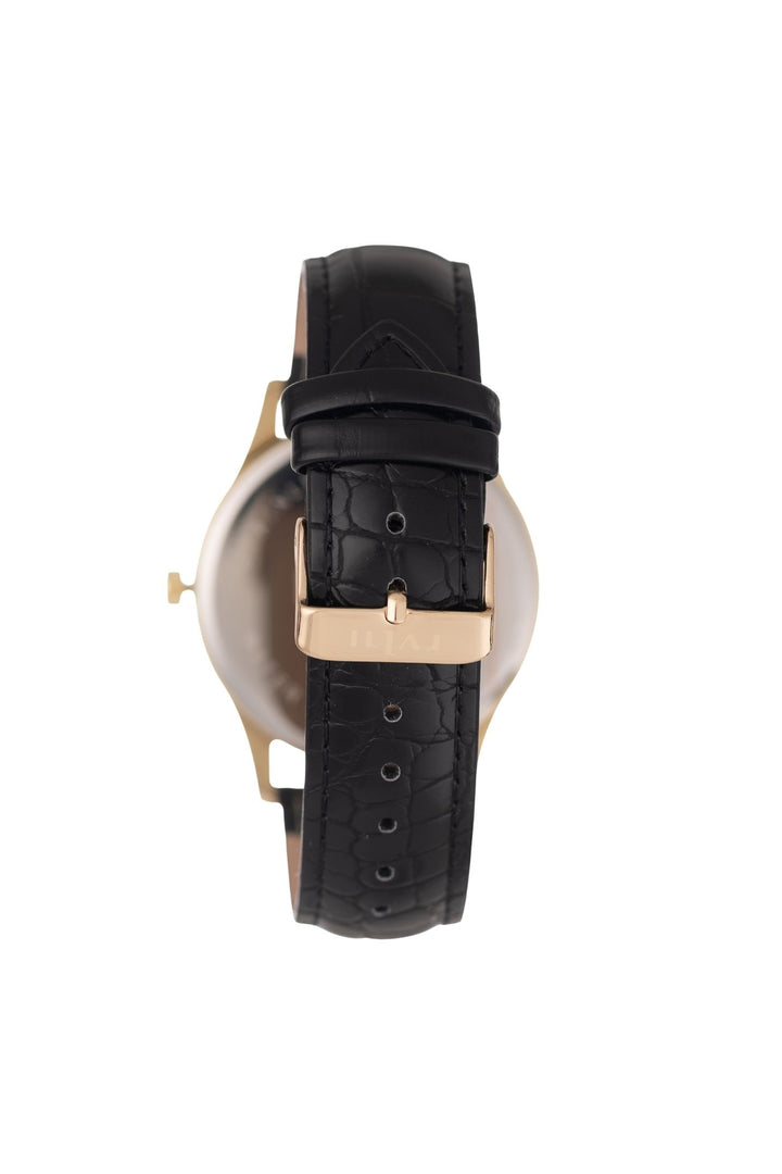 40mm Gold Case With Champagne Dial & Black Band Watch - Gold