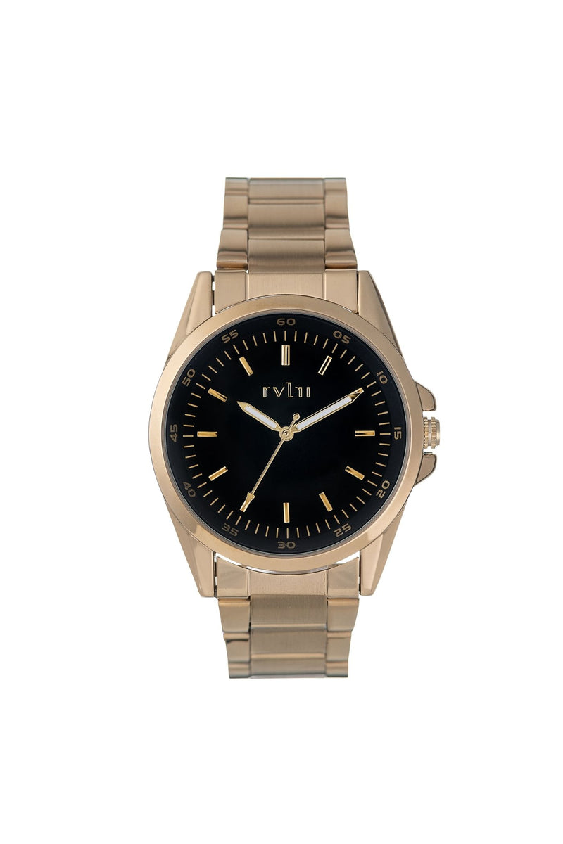 42mm Gold Case With Black Dial & Gold Metal Bracelet Watch - Black