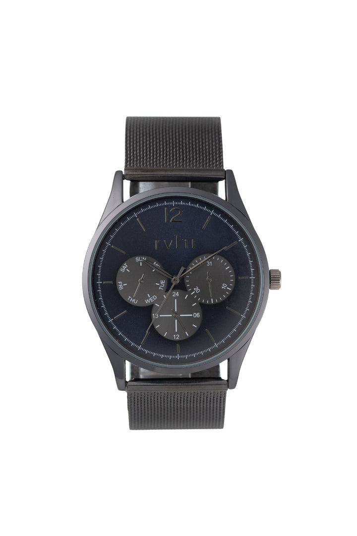42mm Gunmetal Case & Mesh Band Navy Dial Watch - Gunmetal