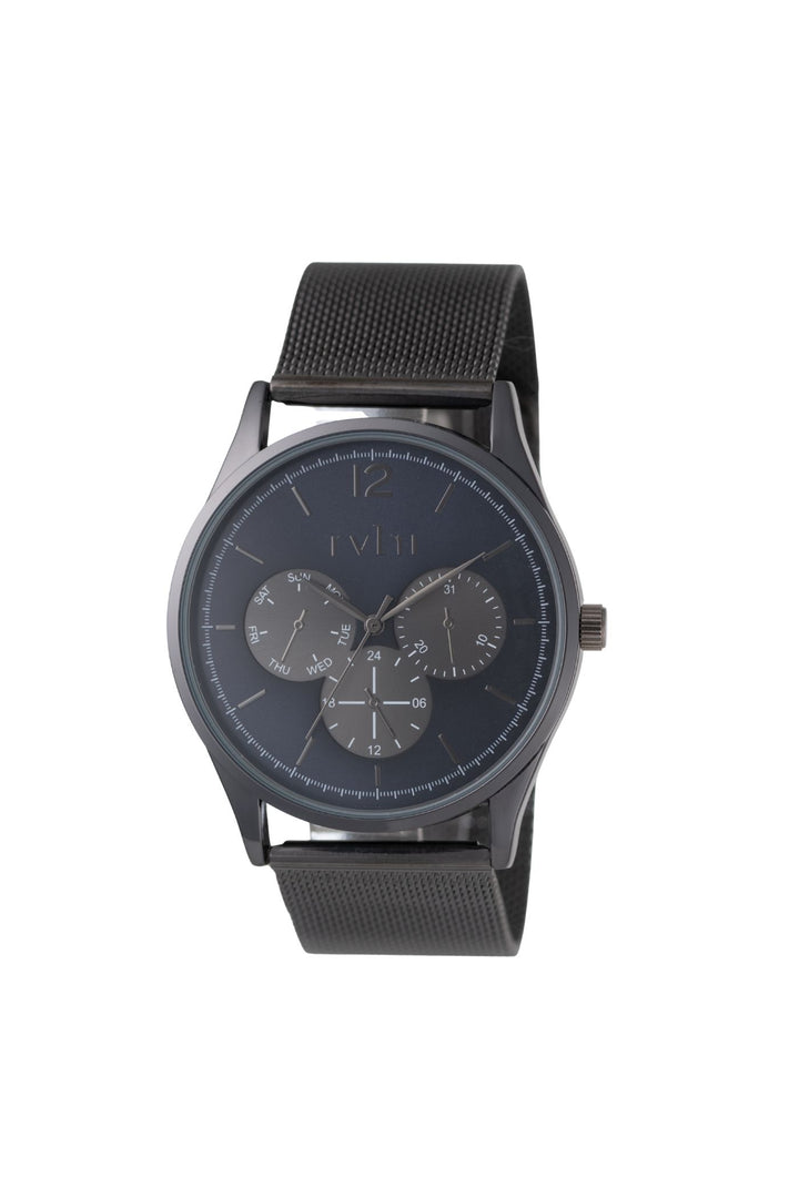 42mm Gunmetal Case & Mesh Band Navy Dial Watch - Gunmetal