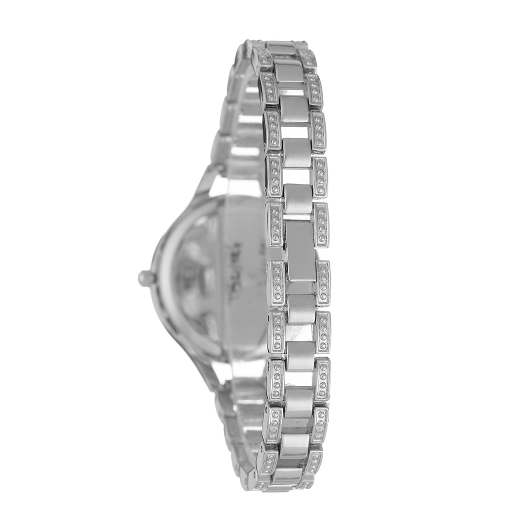 Ladies 30mm Sliver Stone Case Watch With Bracelet
