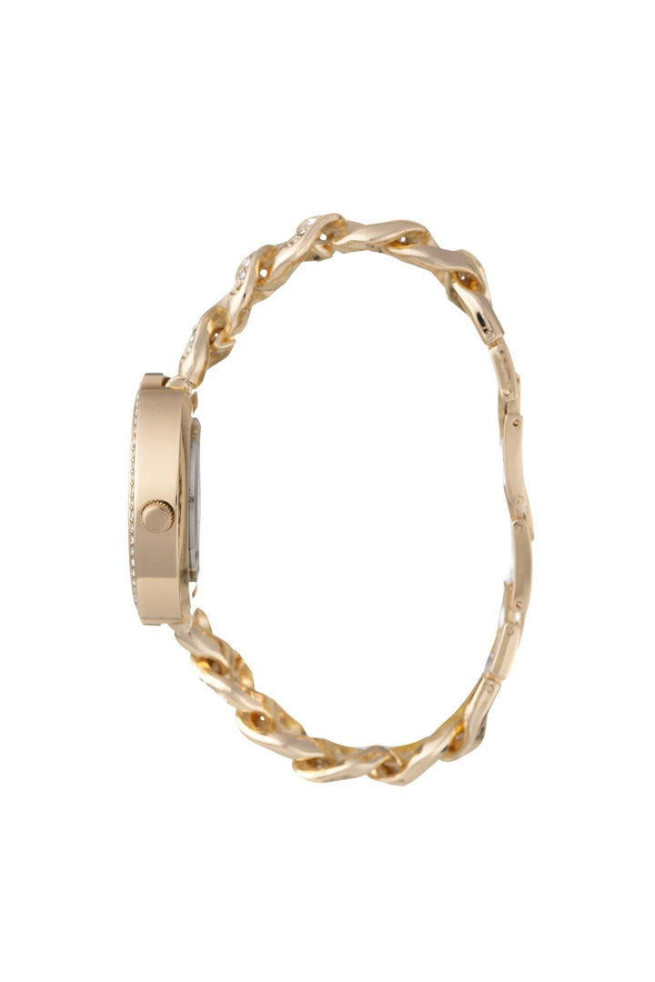 36mm Stone & Gold Case & Champ Dial Watch With Chain Bracelet - Gold