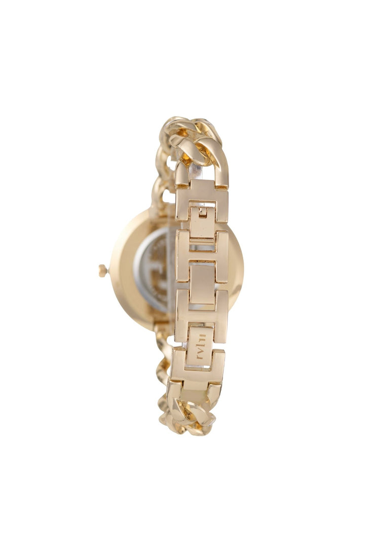 36mm Stone & Gold Case & Champ Dial Watch With Chain Bracelet - Gold