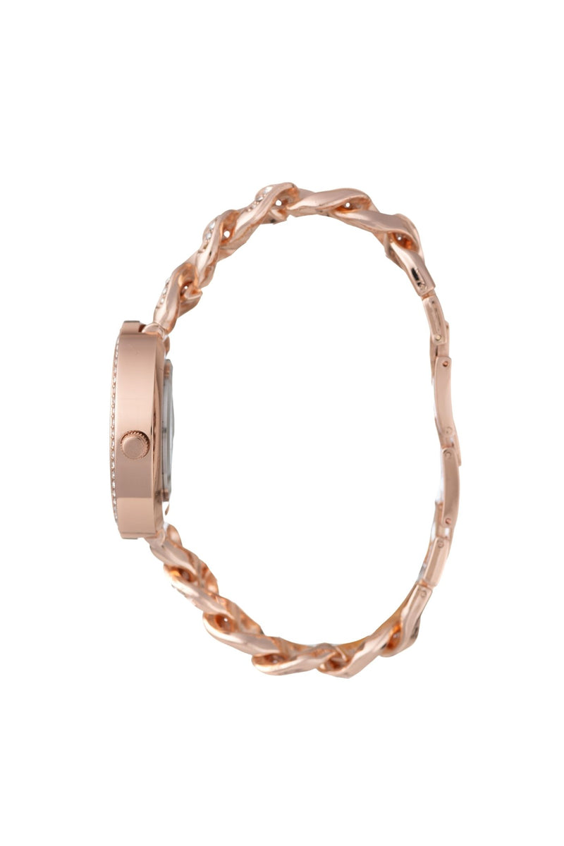 36mm Stone & Rose Case & Dial Watch With Chain Bracelet - Rose Gold