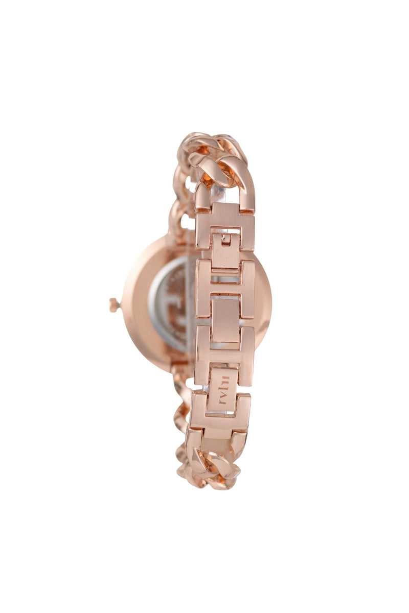 36mm Stone & Rose Case & Dial Watch With Chain Bracelet - Rose Gold