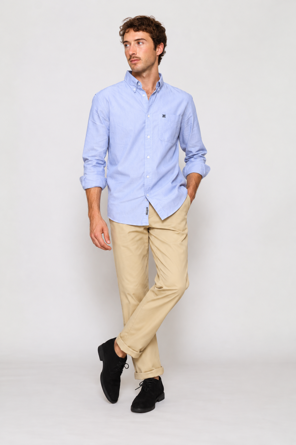 Fine Weave Washed Cotton Stripe Shirt - Blue