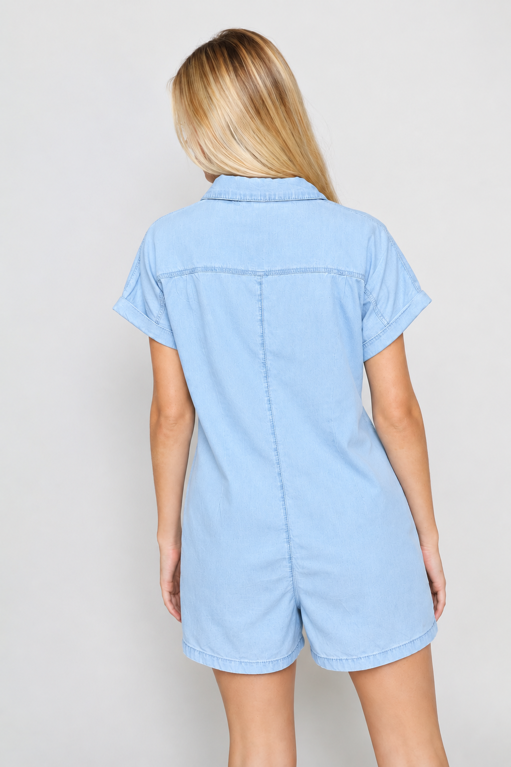 Chambray Shortall Dress - Light Wash