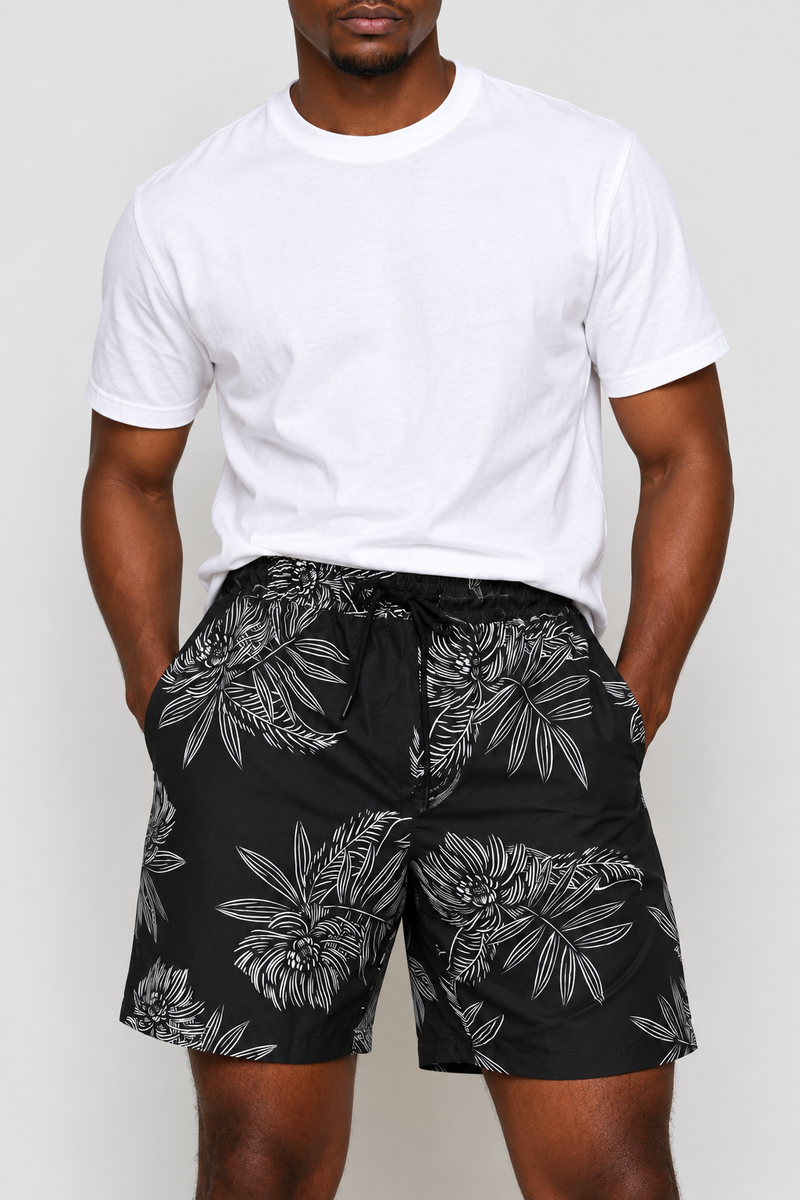 Palm Oasis Swim Short - Black