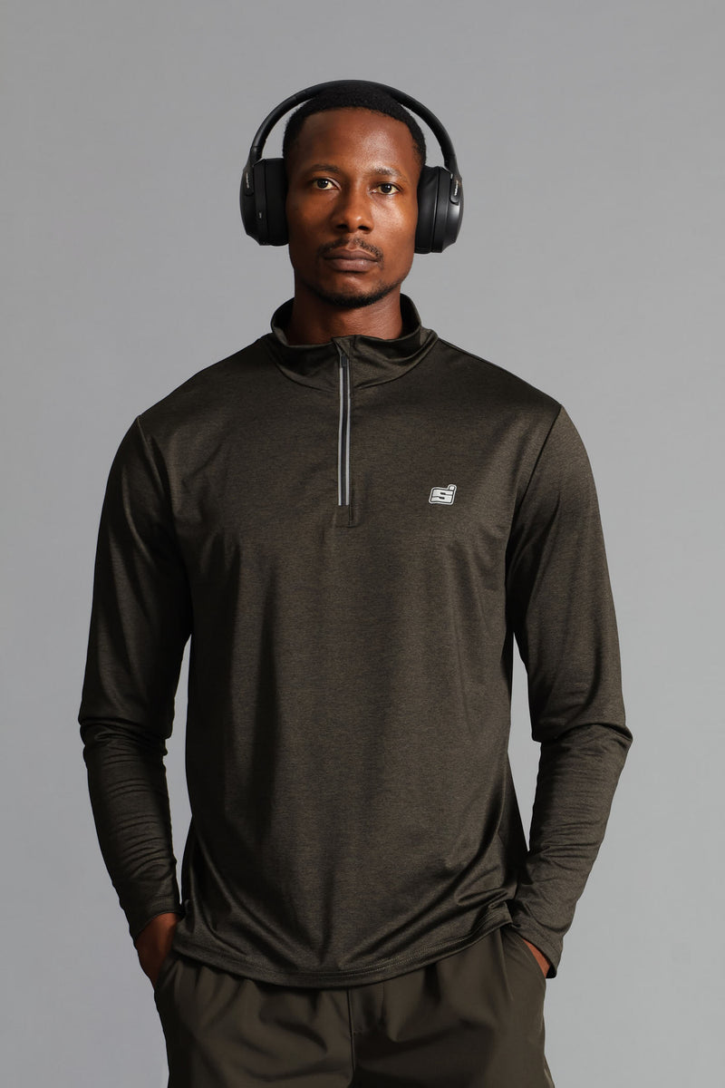 S ACTIVE 1/4 ZIP Active Top - Fatigue