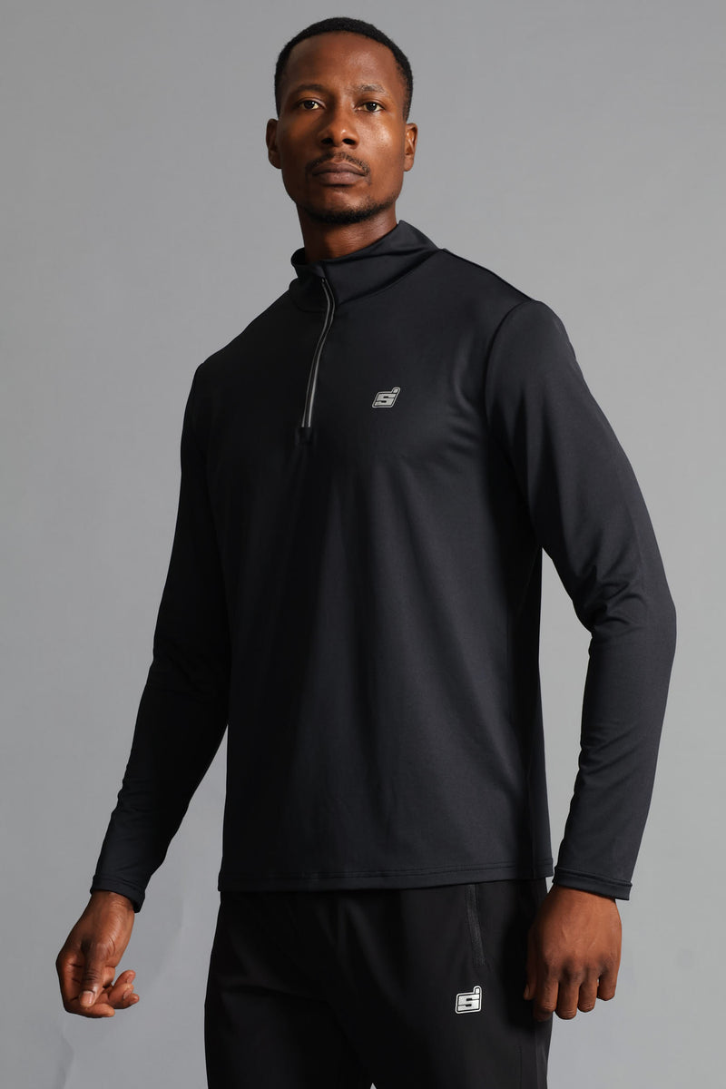 S ACTIVE 1/4 ZIP Active Top - Black