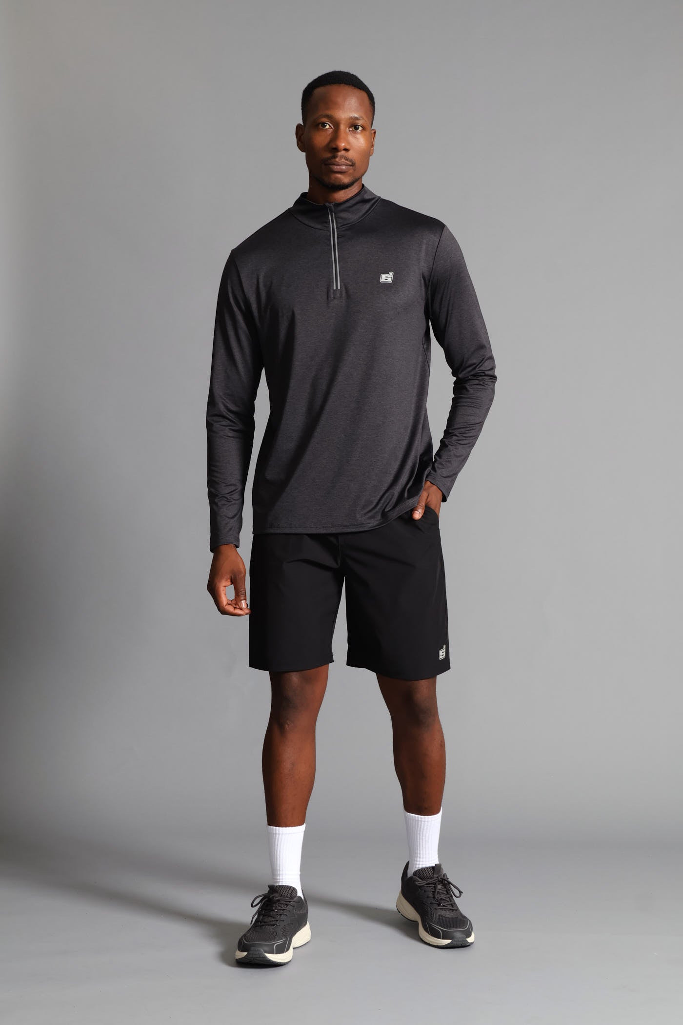 Mens S ACTIVE 1/4 ZIP Active Top - Charcoal – Edgars