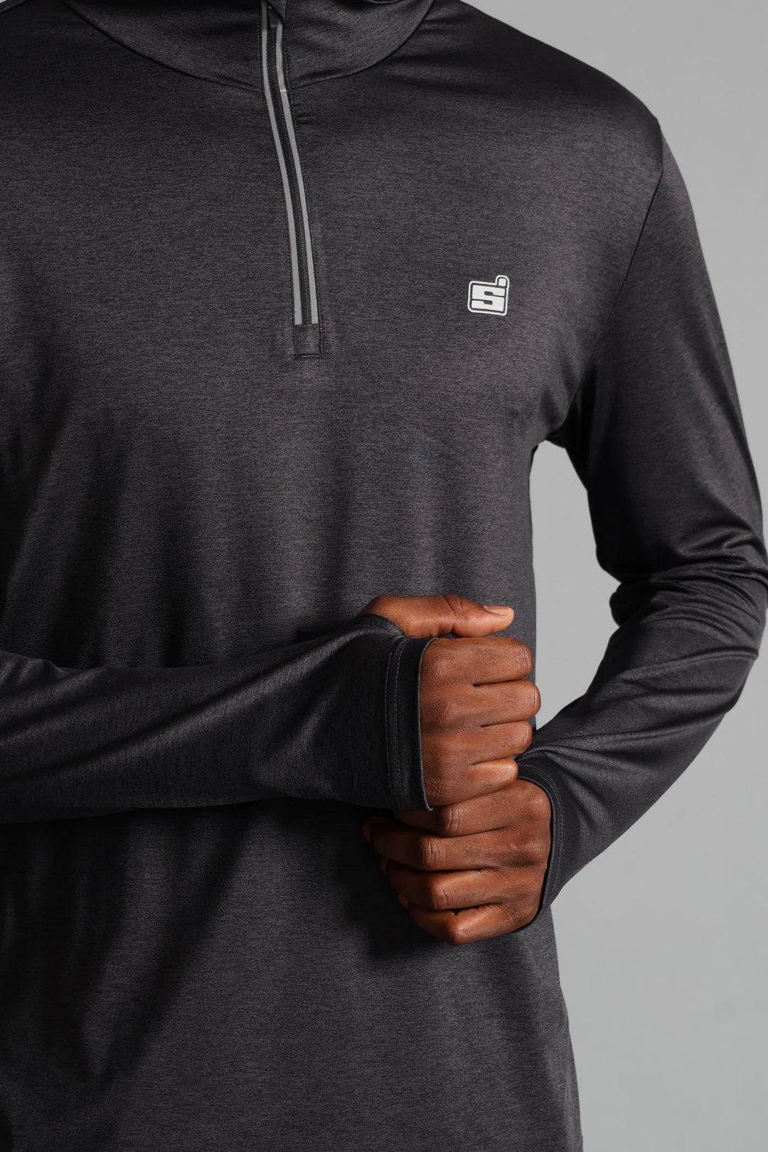 S ACTIVE 1/4 ZIP Active Top - Charcoal