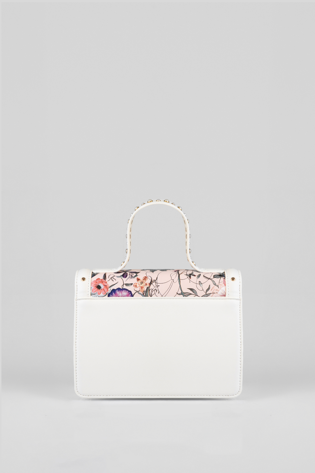 Flower Boom Pearl Handle Flower Print Bag - Dusty Pink