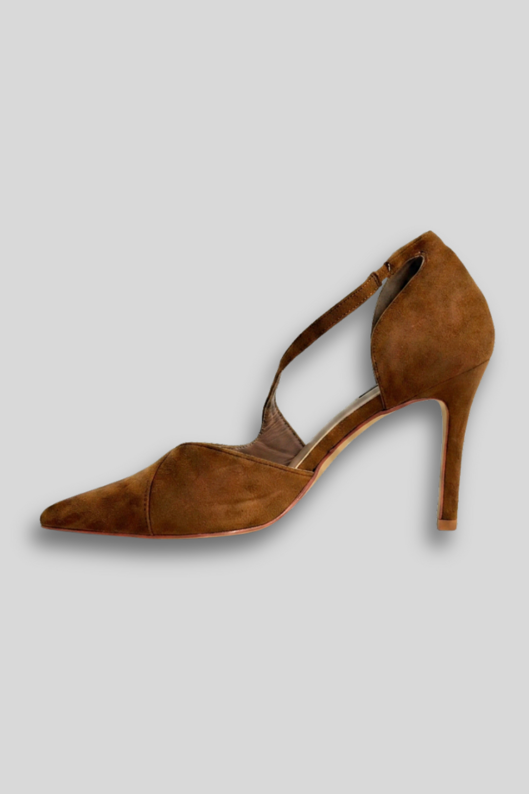 Asymmetrical Strap Stiletto Court Heel - Tan