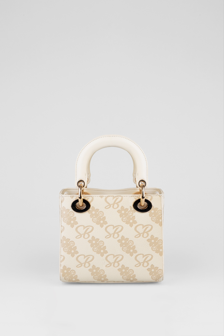 Maisie Flower Print Debossed Bag - Off White