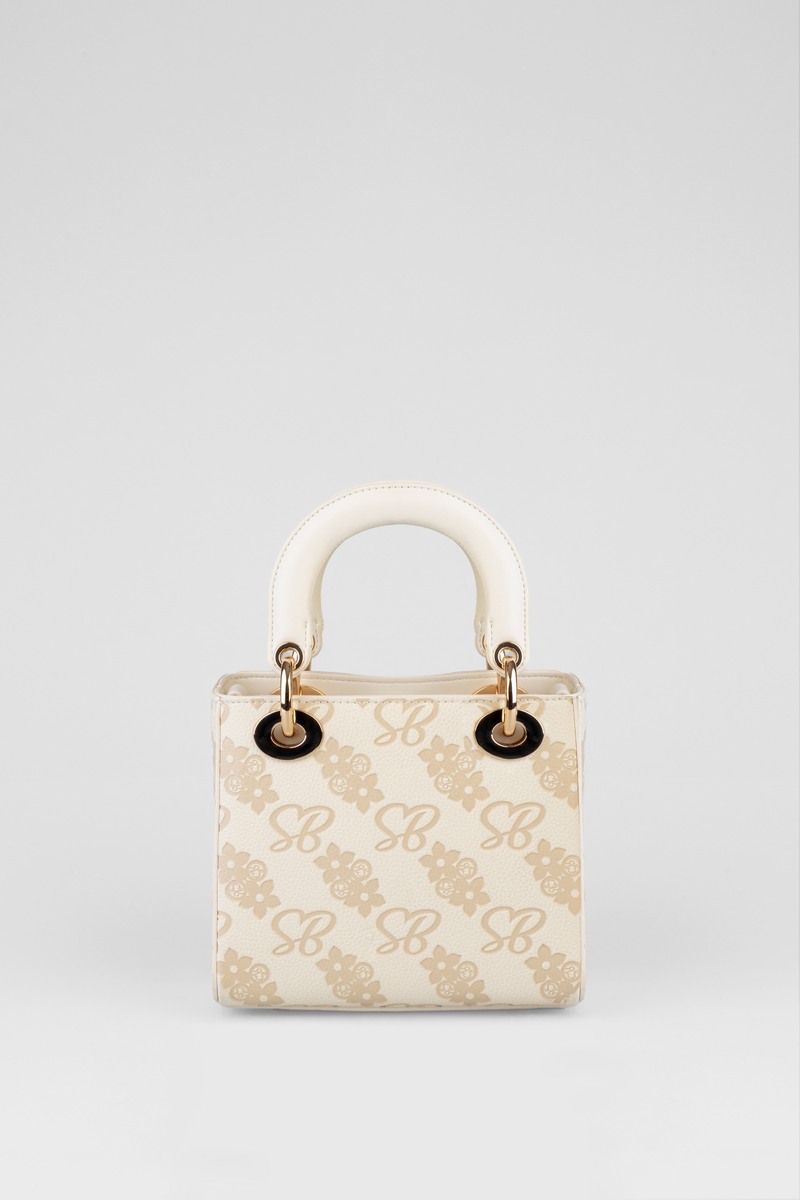 Maisie Flower Print Debossed Bag - Off White