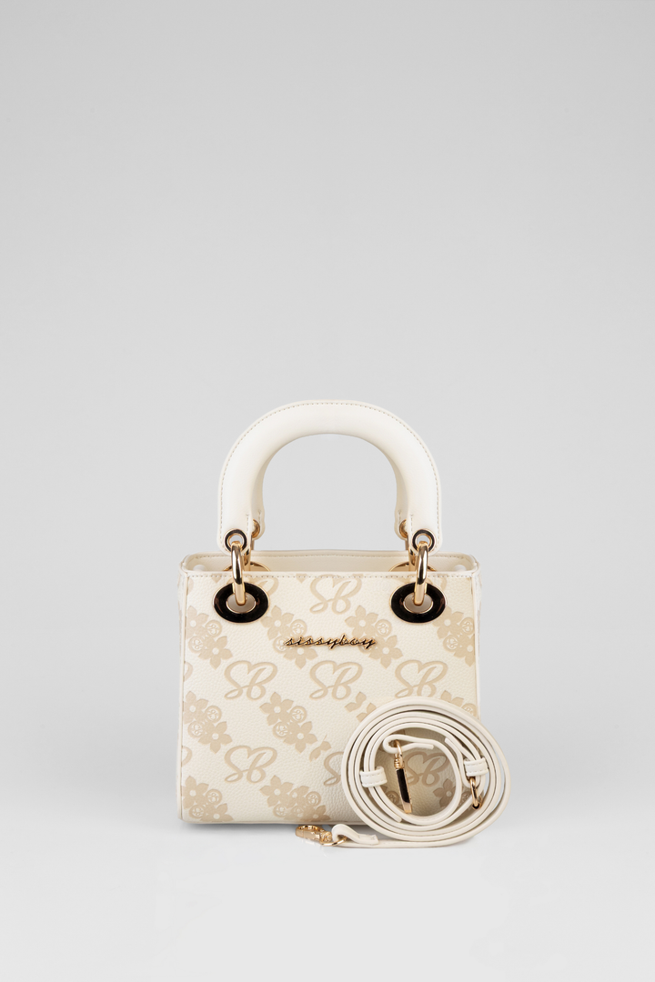 Maisie Flower Print Debossed Bag - Off White