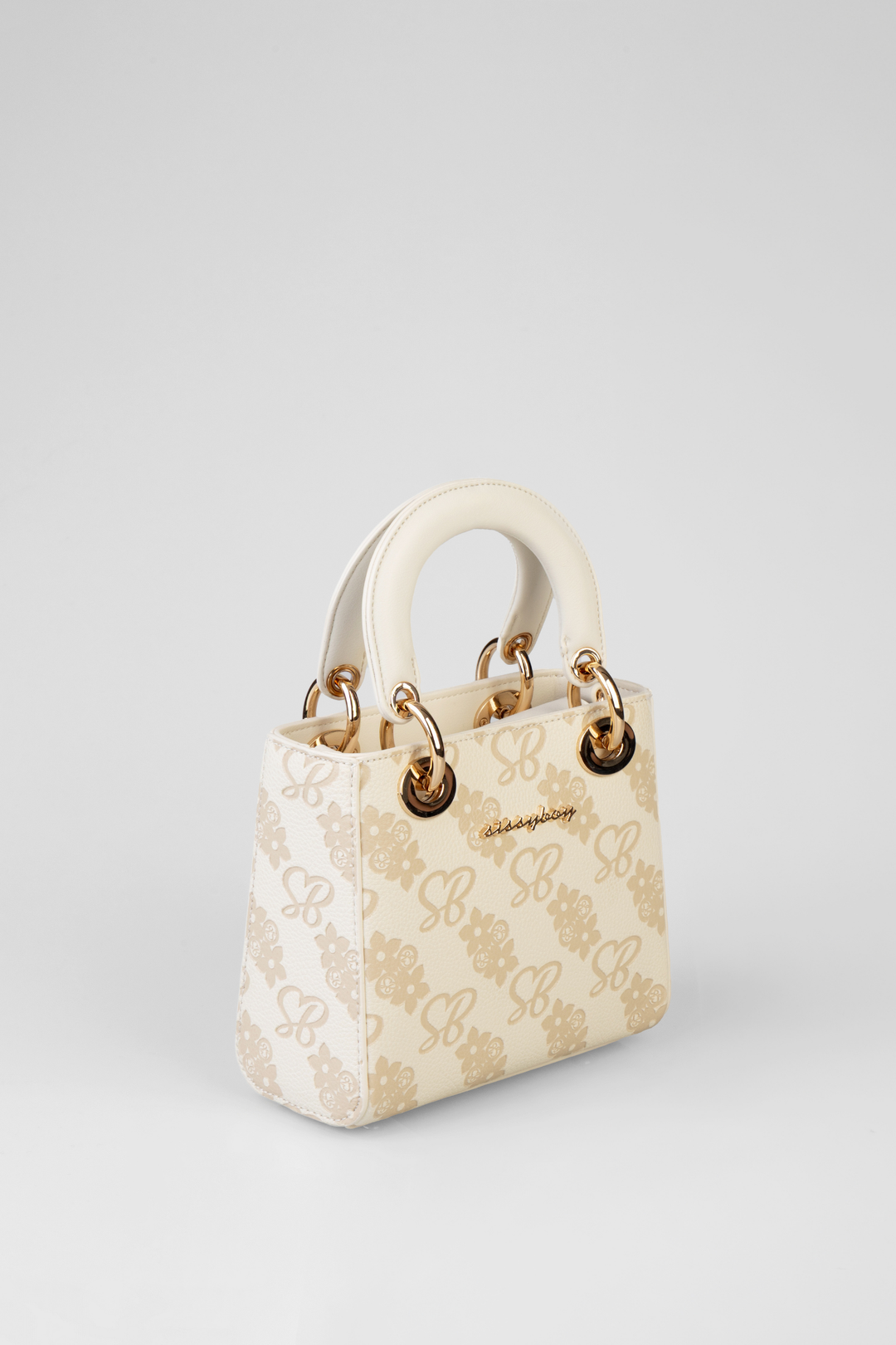 Maisie Flower Print Debossed Bag - Off White