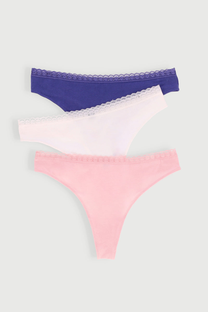 3 Pack Cotton Thong Panty