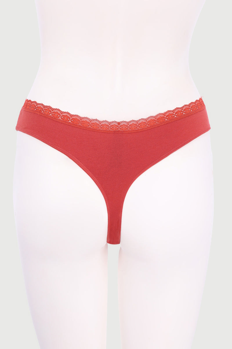 3 Pack Thong Panties - Cinnebar/Oatmeal Melange/Folkstone