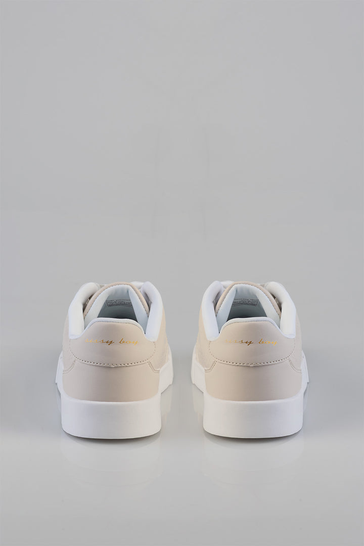 Logo Platform Embossed Lace Up Sneaker - Stone