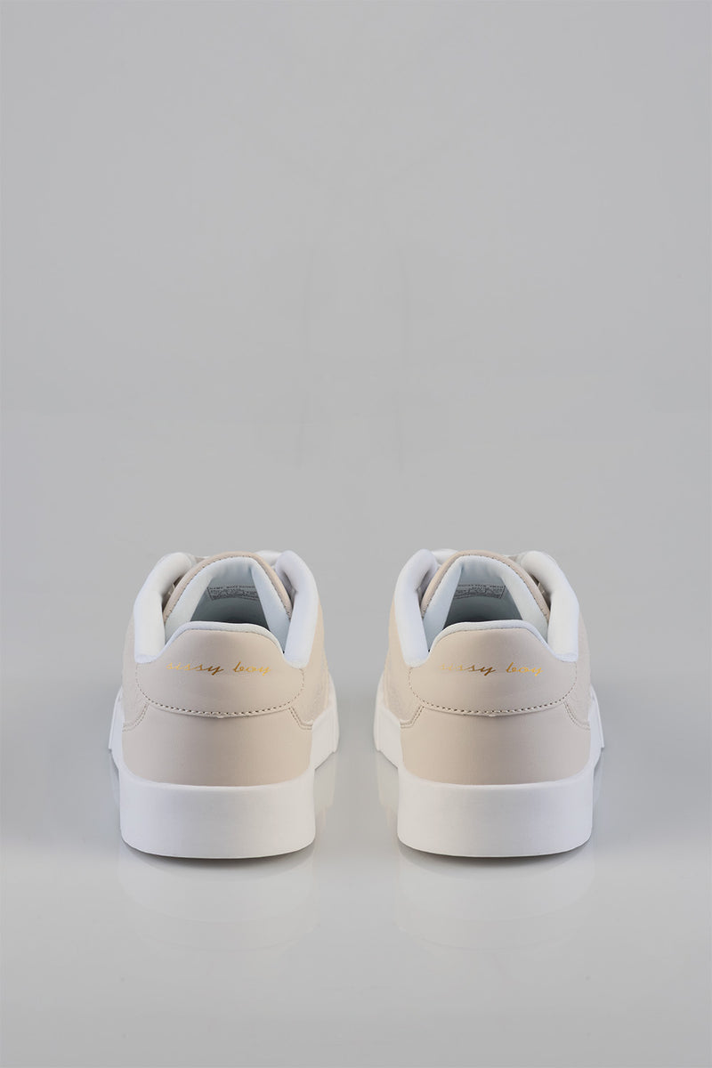 Logo Platform Embossed Lace Up Sneaker - Stone