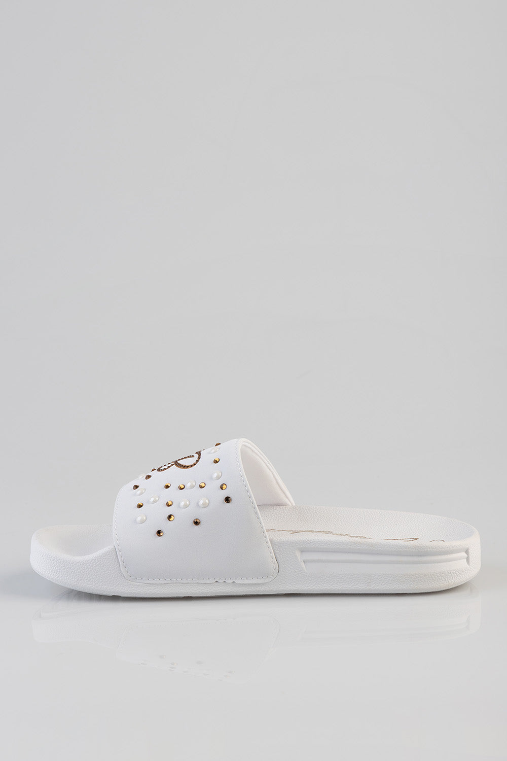 Paula Embroidered Slide - White