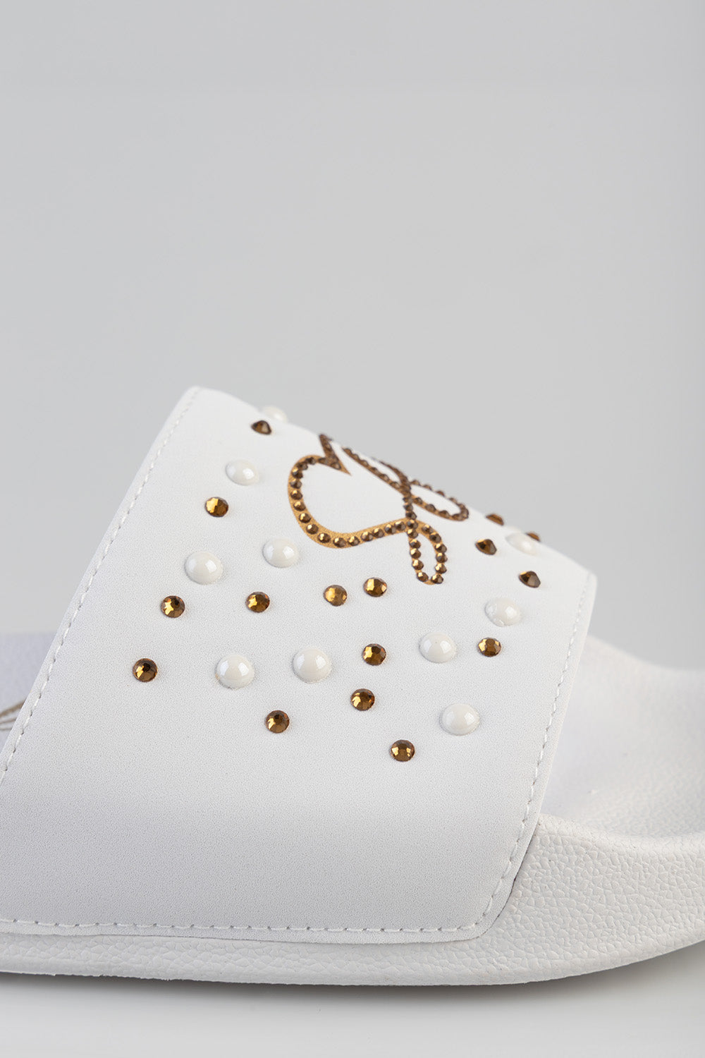 Paula Embroidered Slide - White