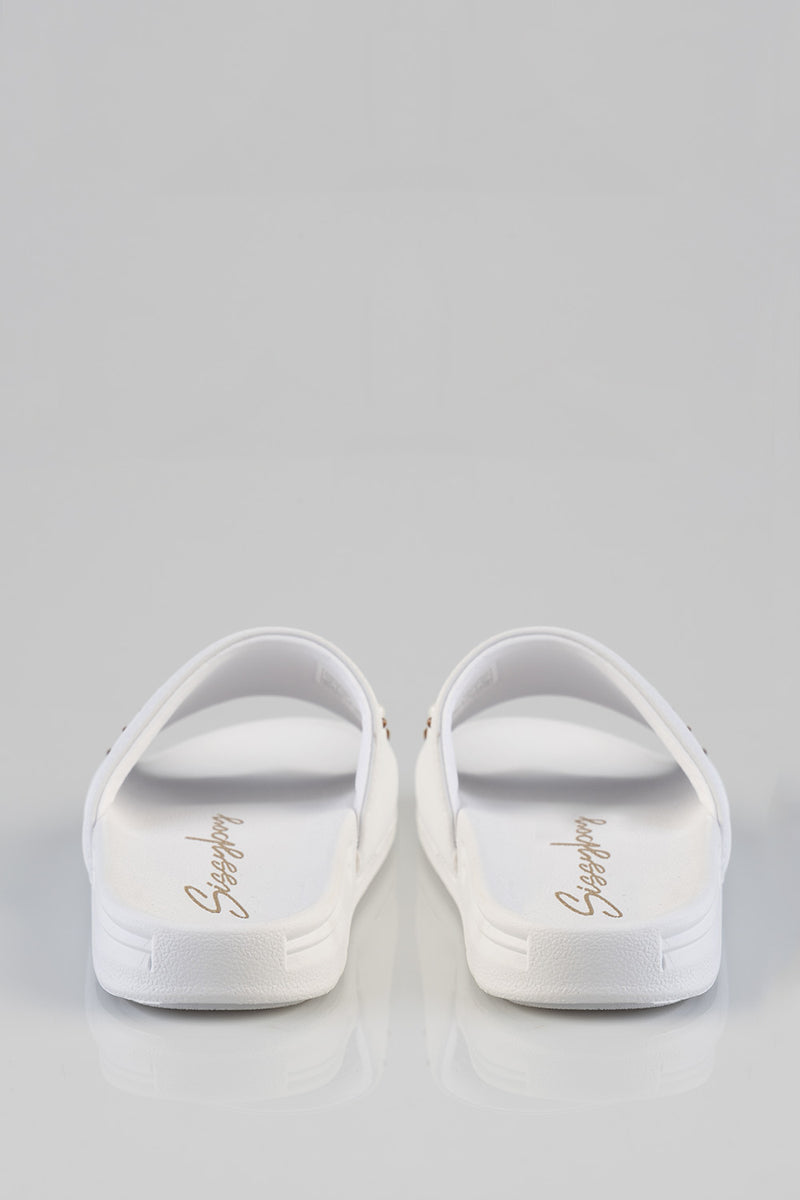 Paula Embroidered Slide - White