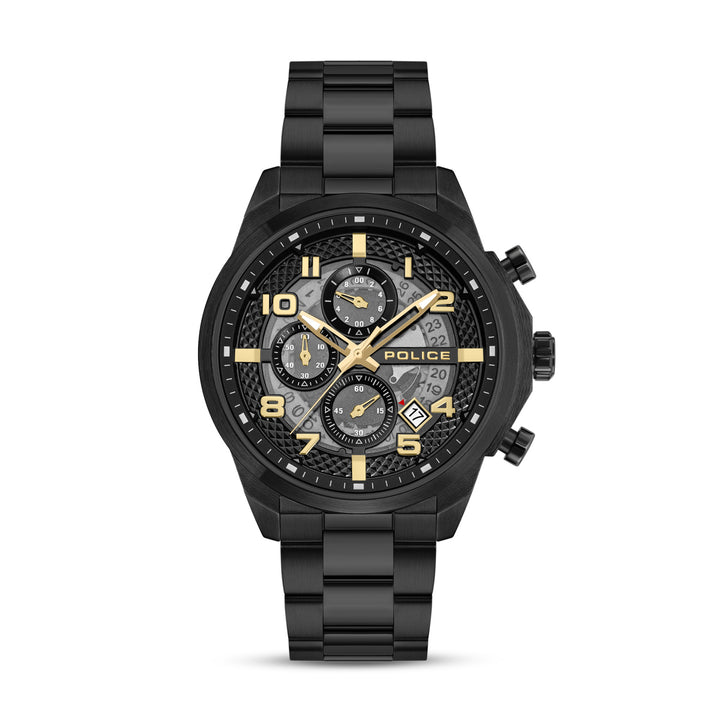 Black Case Gunmetal Gold Dial Watch With Black Strap - Black