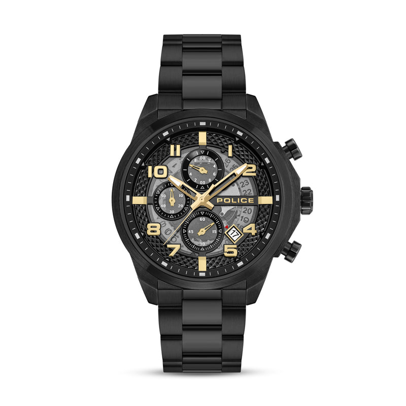 Black Case Gunmetal Gold Dial Watch With Black Strap - Black