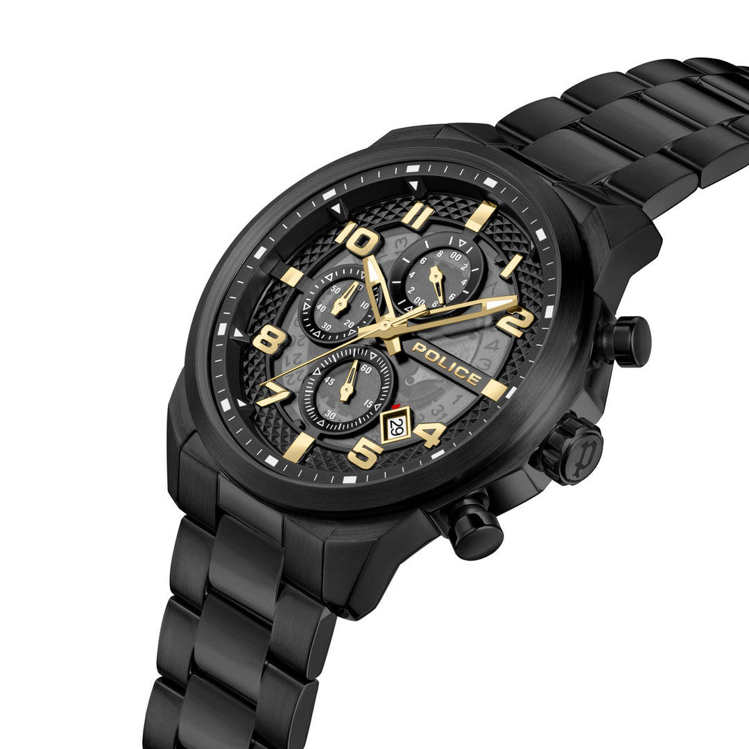 Black Case Gunmetal Gold Dial Watch With Black Strap - Black